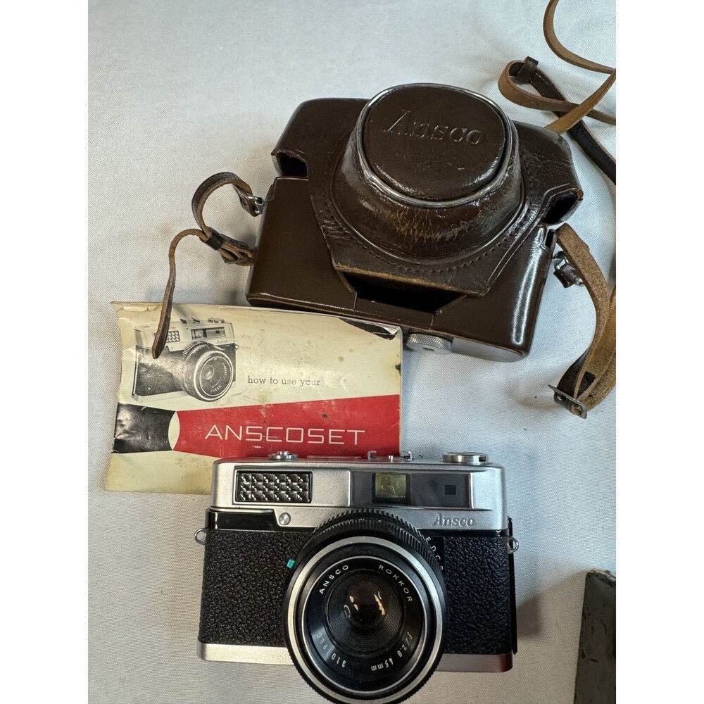 Vintage Ansco Anscoset 35mm Rangefinder Camera Rokkor 45mm f/2.8 In Box w/ Case